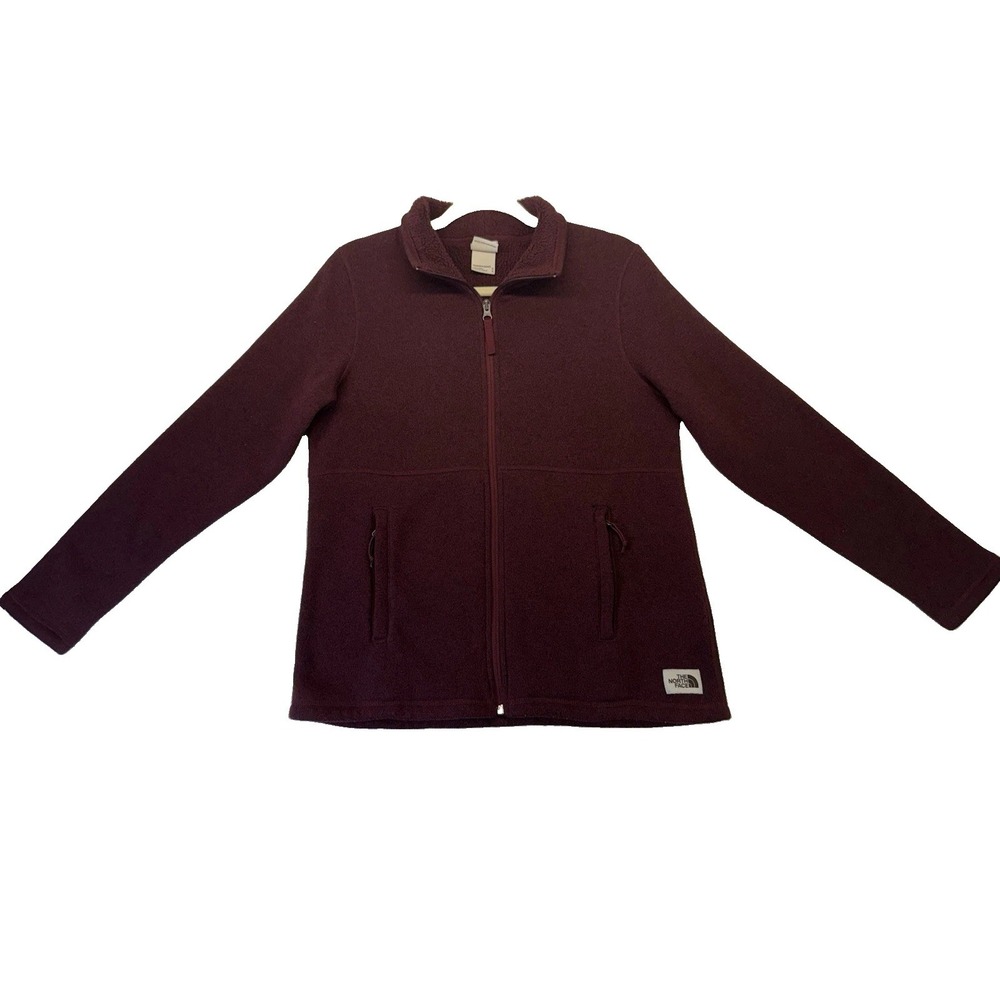 The North Face Women's Long Sleeve Full Zip Burgundy Fleece Lined Jacket Medium